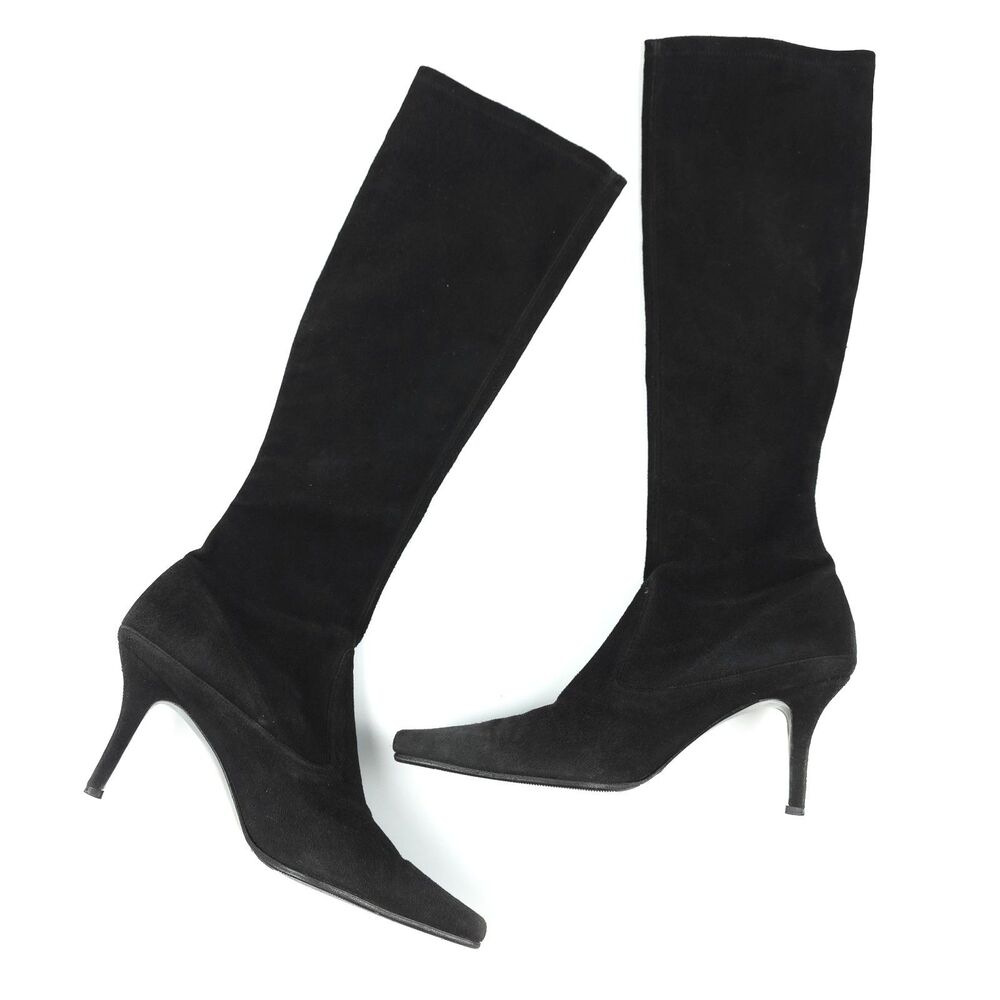 Stuart Weitzman Knee High Boots Pointed Toe Black… - image 1